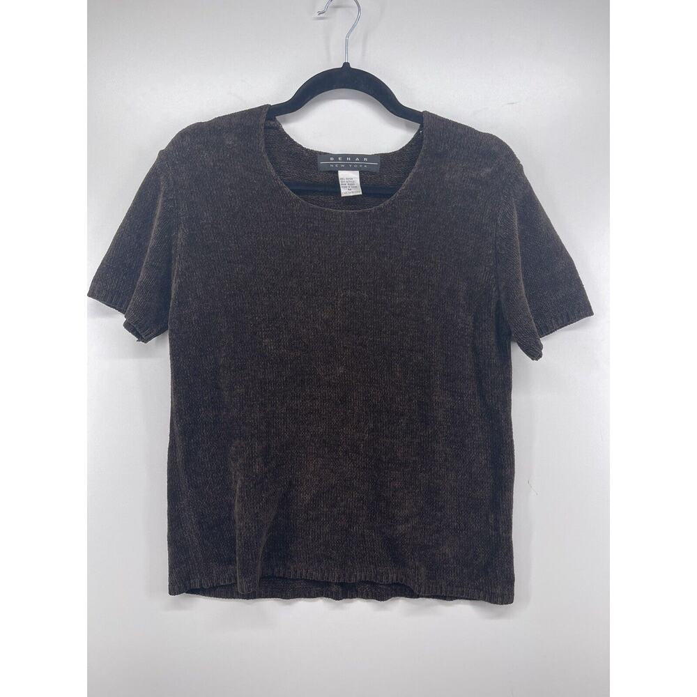 Behar new york Very Soft knit blouse‎ brown olive Sz M Medium Women’s T Shirt
